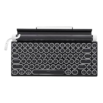 タイプライター型メカニカルキーボード(bluetooth5.0, 青軸) Amazon | タイプライター型 レトロ メカニカルキーボード LED